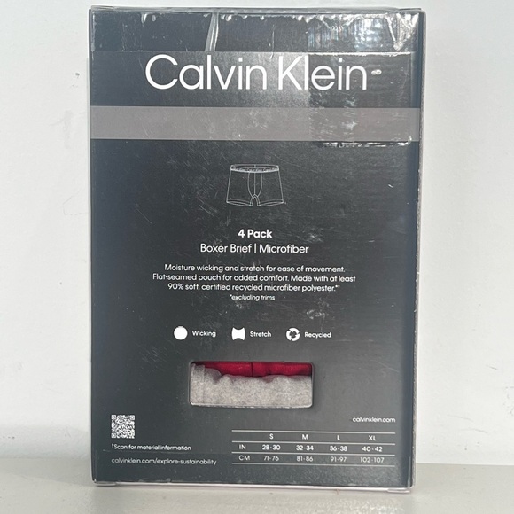 Calvin Klein Men's Microfiber Boxer Briefs - Black and Red - Picture 3 of 3